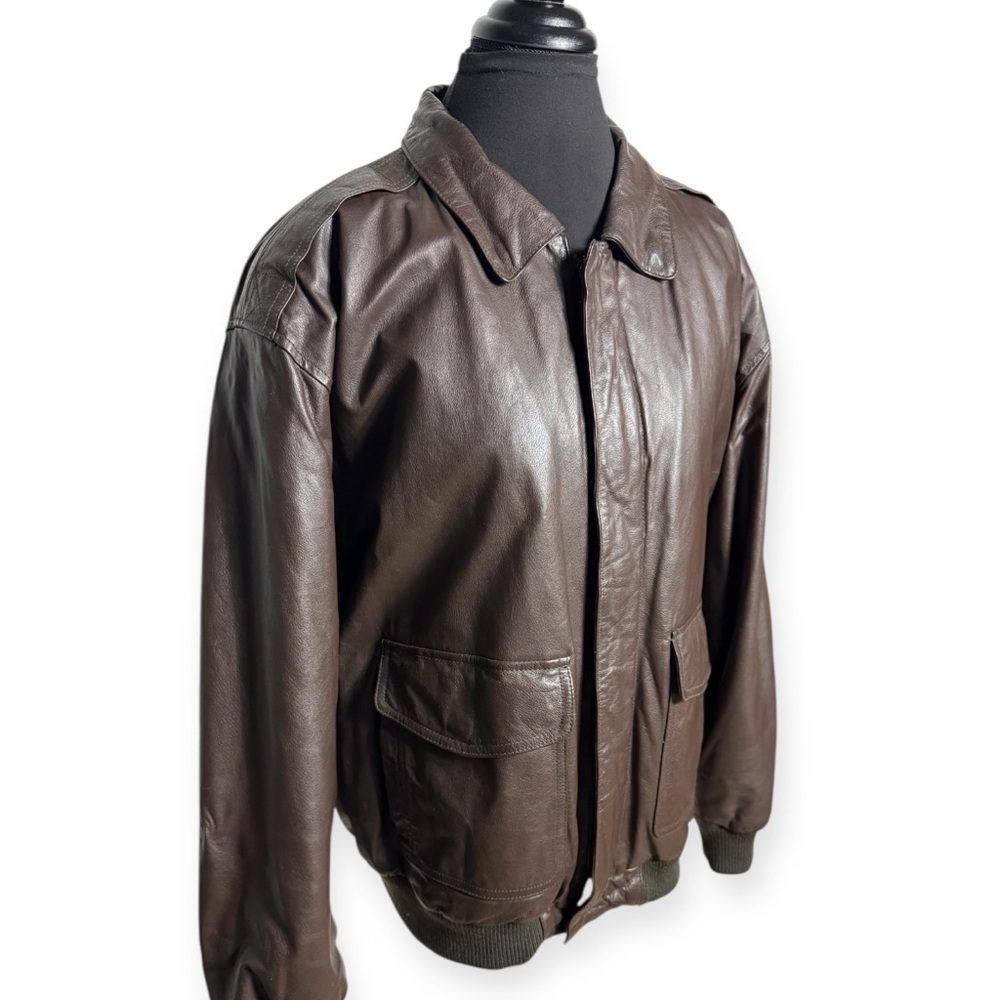 Vtg Context Leather Bomber Jacket - image 4